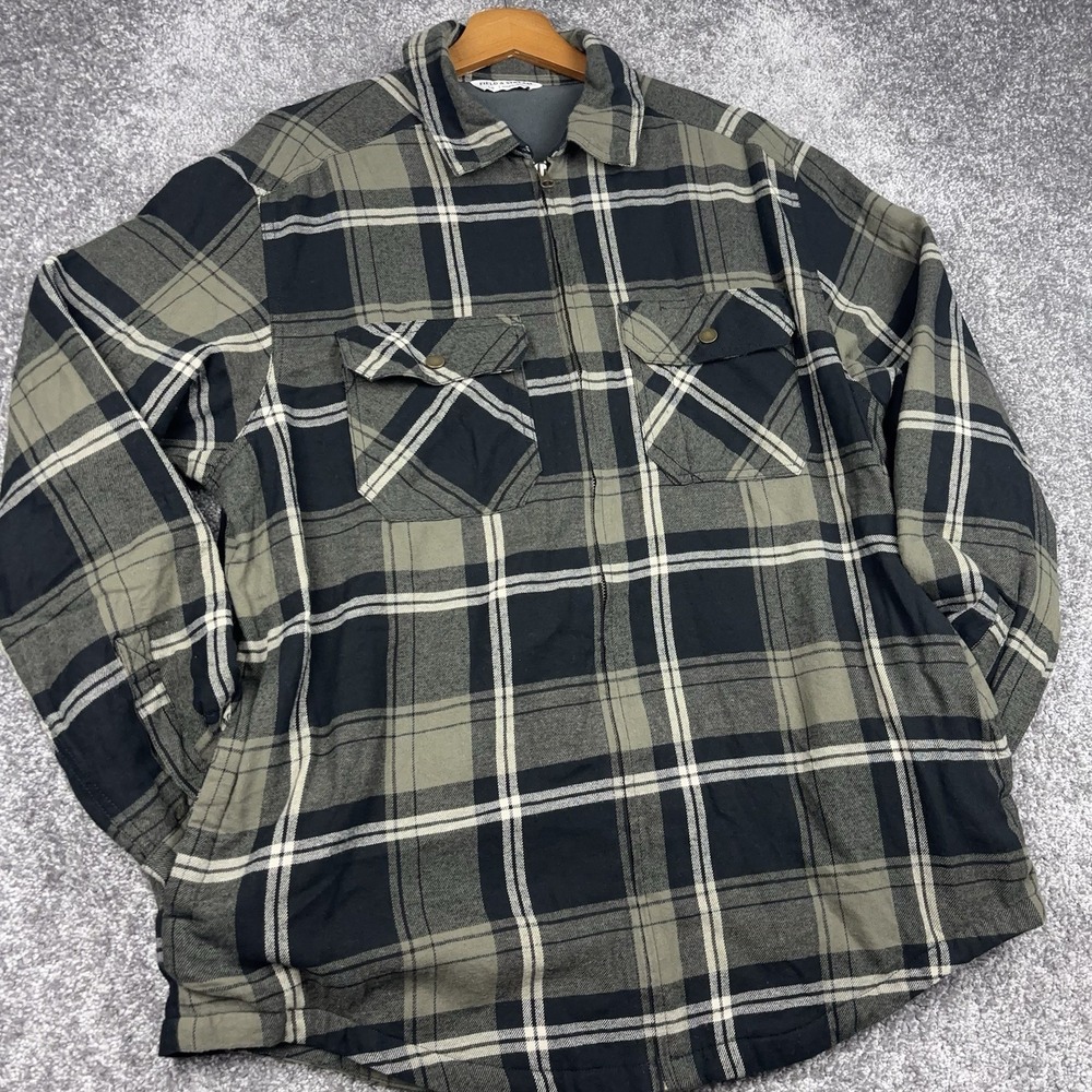Field & Stream Fleece Lined Flannel Shirt Men's Large Shacket Plaid Full Zip‎